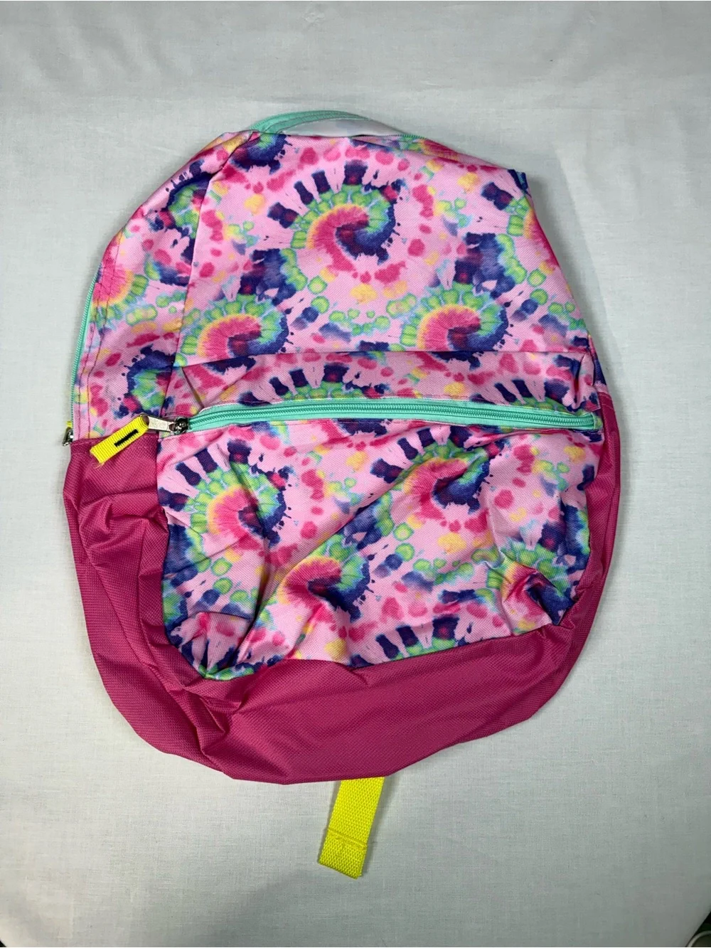 Kids Pink Tie-Dye Backpack with Lime Accent